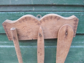 Brocante wooden spoon rack