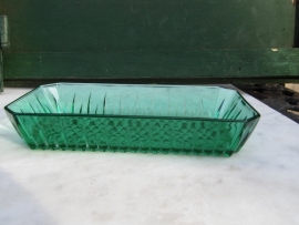 Brocante green made out glass serving dish