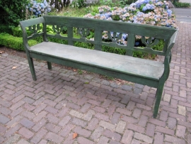 Green wooden bench