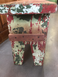 Brocant houten bank, diverse kleurschakering