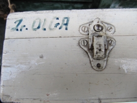 Brocante oude houten EHBO koffer