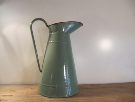 Brocante emaille groene water- of melkkan