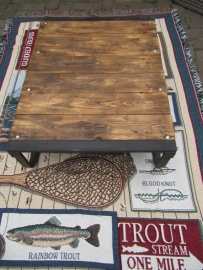 Table of old black metal pallet