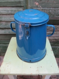 Emaille blauwe bewaarpot van 10 liter