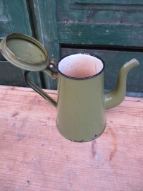 Emaille groene koffiekan