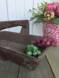 Brocante houten draagbak met hengsel