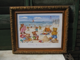 Beautiful old frame with glass and bears print