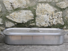 Old big alumium fish pot with lid.