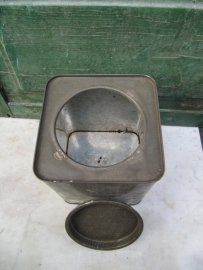 Square zinc-colored stock tin with lid