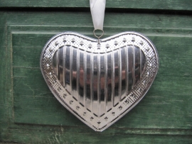Nice brocante silver tin heart