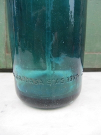 Oude spuitfles groen/blauw