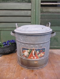 Oude brocante zinken weckketel compleet