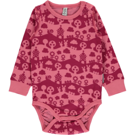 Romper / body LS Maxomorra, Landscape pink mono 74-80