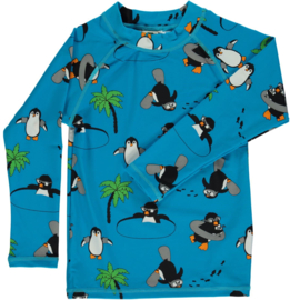 UV swimshirt LS Smafolk, Penguin ocean blue