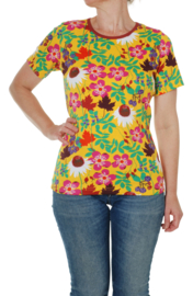 T-shirt , shortsleeve Ladies Duns Sweden, Autumn Flowers Brown M