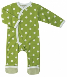 Babypakje Organics For Kids, groen met witte stip 6-12mnd