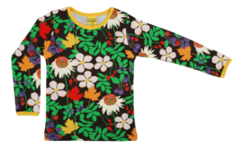 T-shirt Long  Duns Sweden, Autumn Flowers Brown