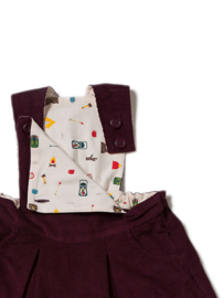 Dress, overgooier Little Green Radicals, plum Corduroy Pinafore Dress