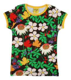 T-shirt DUNS Sweden, Autumn flowers brown