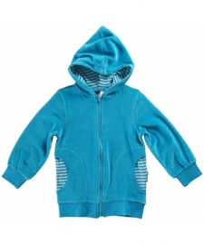 Cardigan / zip jacket Maxomorra, velour turquoise 62-68