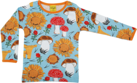T-shirt Long  Duns Sweden, Sunflower and Mushrooms blue