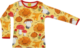 T-shirt Long  Duns Sweden, Sunflower and Mushrooms yellow