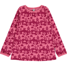 T-shirt long / longsleeve A- line Maxomorra, Landscape pink mono