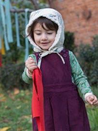 Dress, overgooier Little Green Radicals, plum Corduroy Pinafore Dress