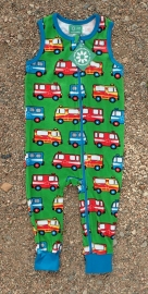 Playsuit, Crawler Naperonuttu, Alarm Cars Green Stretch Frotte 62 of 74