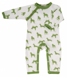 Babypakje Organics For Kids, wit met groene hondjes 6-12mnd