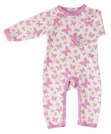 Babypakje Organics For Kids, wit met roze vlinders 6-12mnd