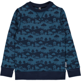 Sweatshirt Maxomorra,landscape blue, 122-128 of 134-140