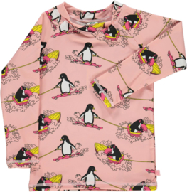 UV swimshirt Smafolk, Surf Penguin Silver Pink