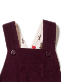 Dungeree, overall Little Green Radicals, Plum classic Corduroy met lining! maat 86 12-18mnd