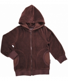 Cardigan / zip jacket Maxomorra, velour bruin 62-68