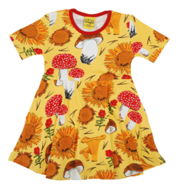 Jurk / Dress skaterdress DUNS Sweden, Sunflower and Mushrooms yellow 128