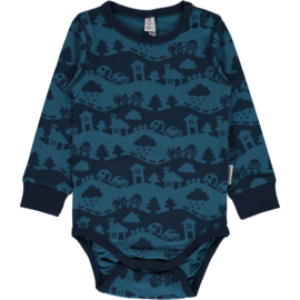 Romper / body LS Maxomorra, Landscape Blue Mono 62-68