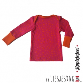T-shirt long By Liesjesdag, stars orange pink  maat 74