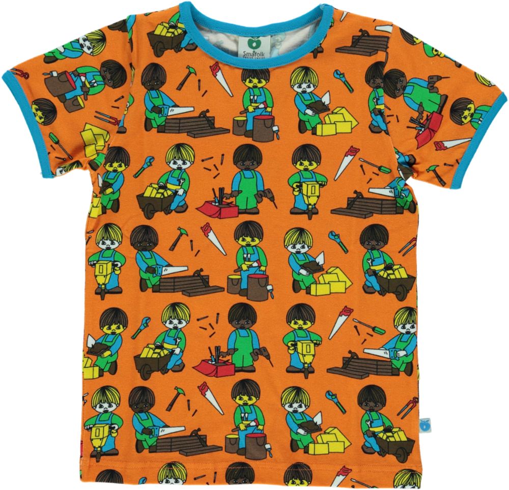 T-shirt  Smafolk, with workers orange 11-12 yr,  146-152