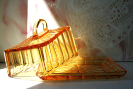 Antieke Kaasstolp - Amber Glas