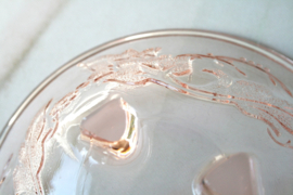 Schaaltje - Bladmotief - Roze Glas