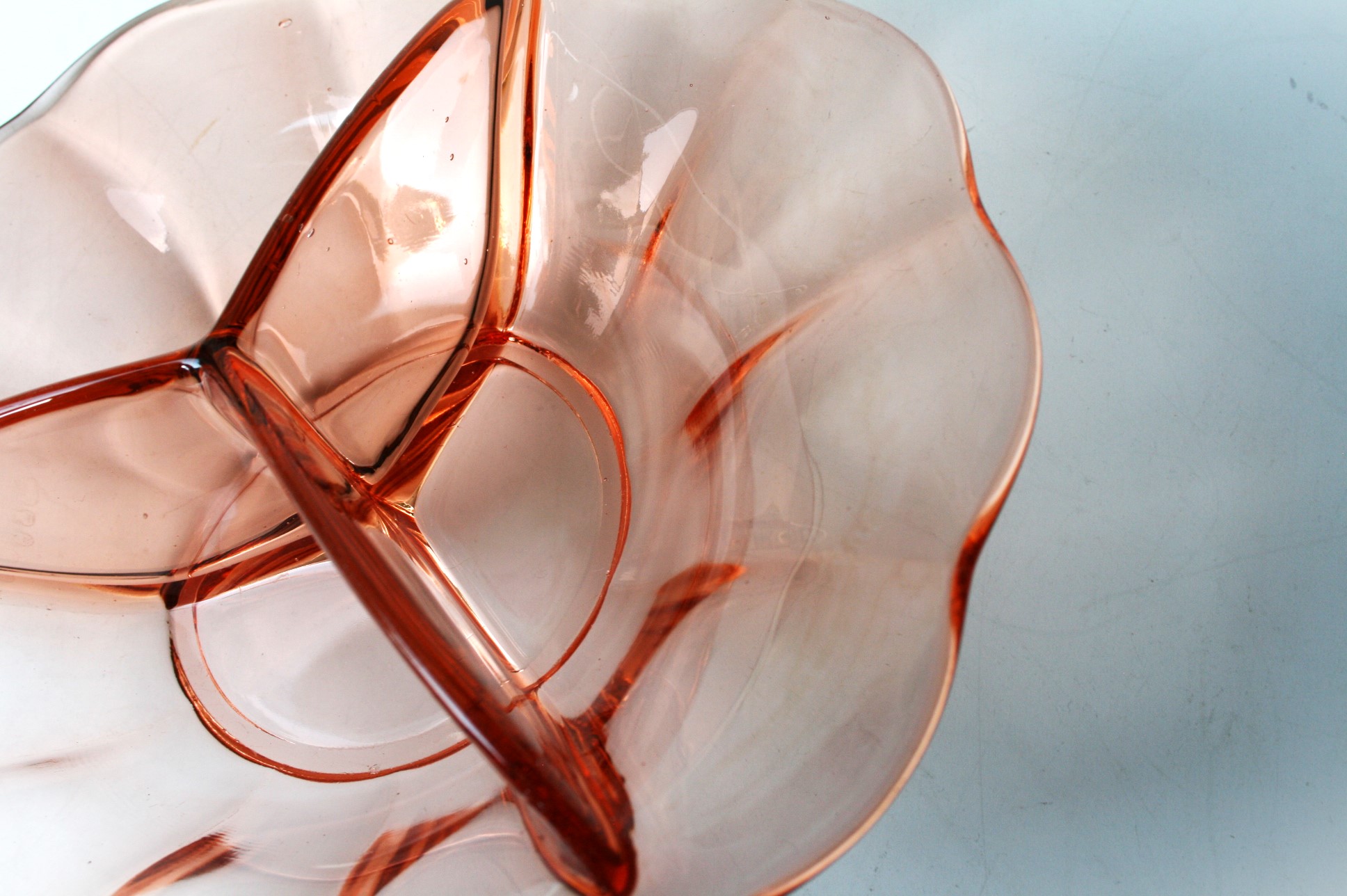 Schaal - Drievaksschaal M - Roze Glas
