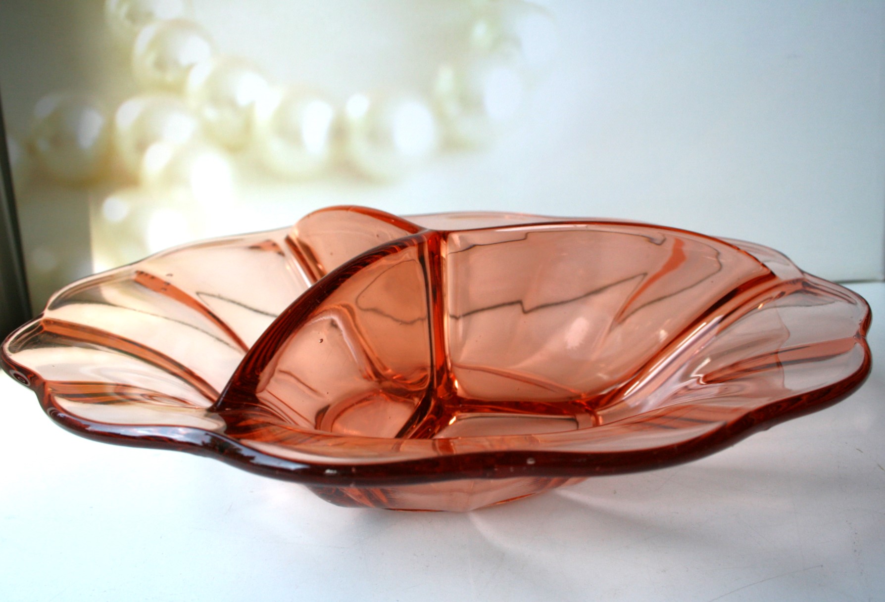 Schaal - Drievaksschaal M - Roze Glas