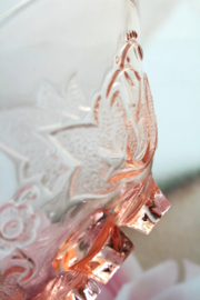 Schaaltje - Bladmotief - Roze Glas