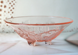 Schaaltje - Bladmotief - Roze Glas