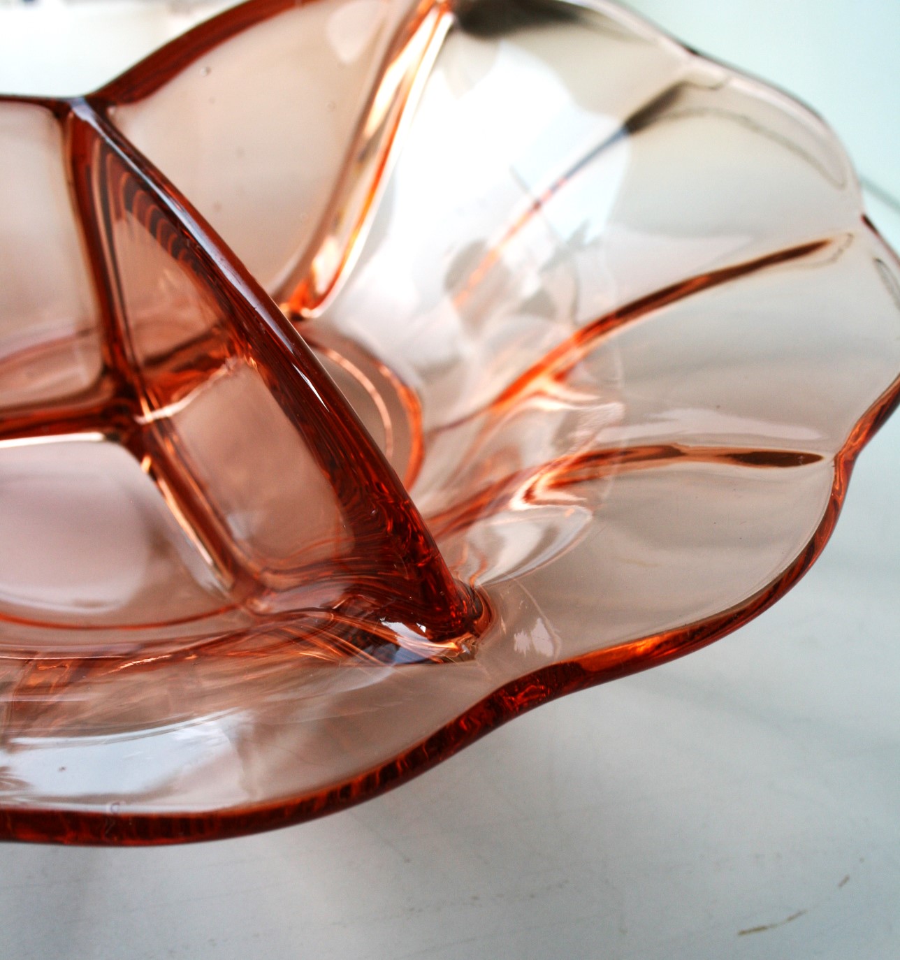 Schaal - Drievaksschaal M - Roze Glas