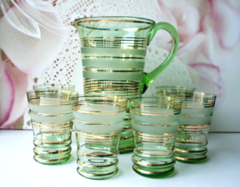 Sapset - Groen Glas - Antieke Set
