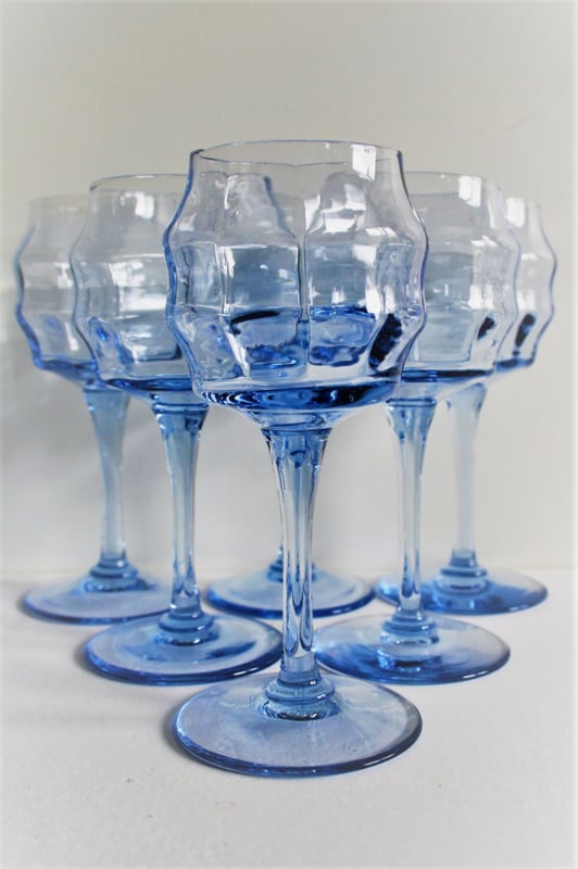 Maakte zich klaar Adviseur Brullen Wijnglas - Art Deco - Blauw | Glas | O'Seas Oud Servies