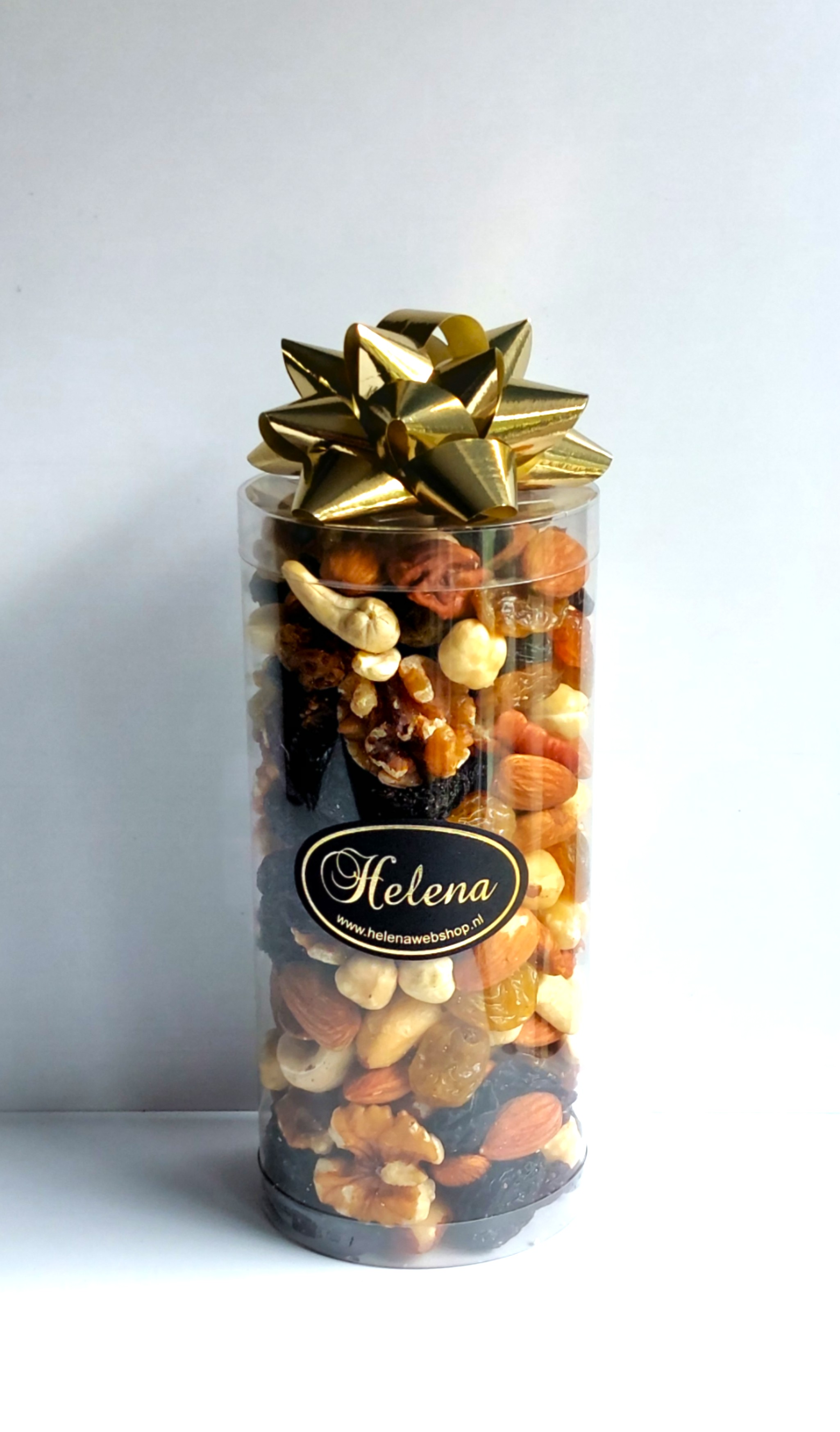 Notenkoker 15 cm hoog , gevuld met studentenhaver, 325 gram