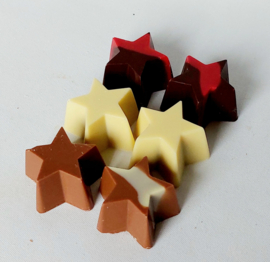 Kerstchocolade in zakje, 6 roomgevulde sterren